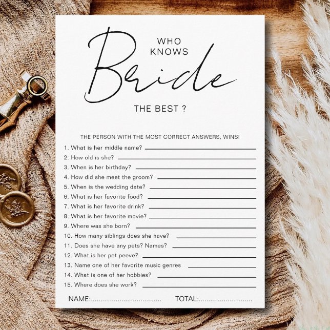 Invitation Who knows The Bride Best Bridal Shower Party Games (Créateur téléchargé)