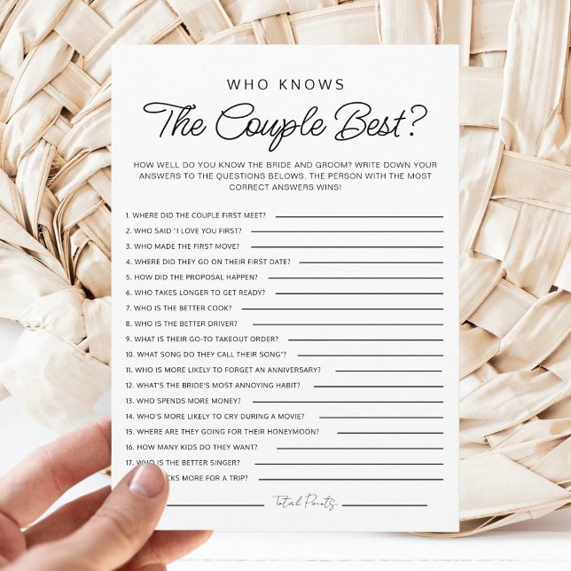 Invitation Who knows The Couple Best Game Bridal Shower Game (Créateur téléchargé)