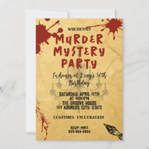 Invitation whodunit meurtre mystère sanglante fête 40e 50e 60