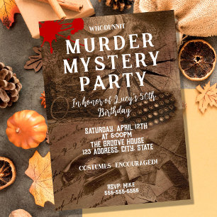 Invitation whodunit meurtre mystère sanglante fête 40e 50e 60
