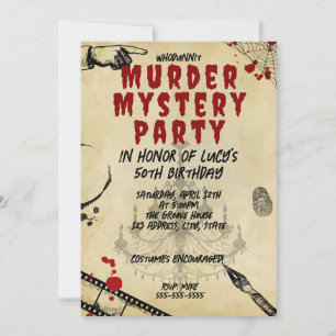 Invitation whodunit meurtre mystère sanglante fête 40e 50e 60