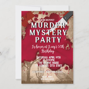 Invitation whodunit meurtre mystère sanglante fête 40e 50e 60