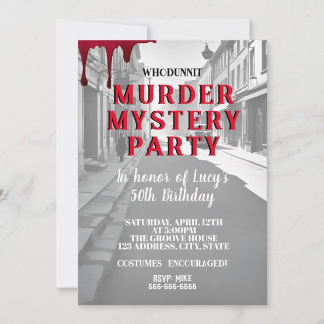 Invitation whodunit meurtre mystery 1940's style dîner party (Devant)