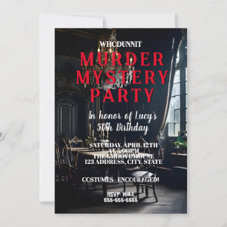 Invitation whodunit meurtre mystery 1950's style dîner party