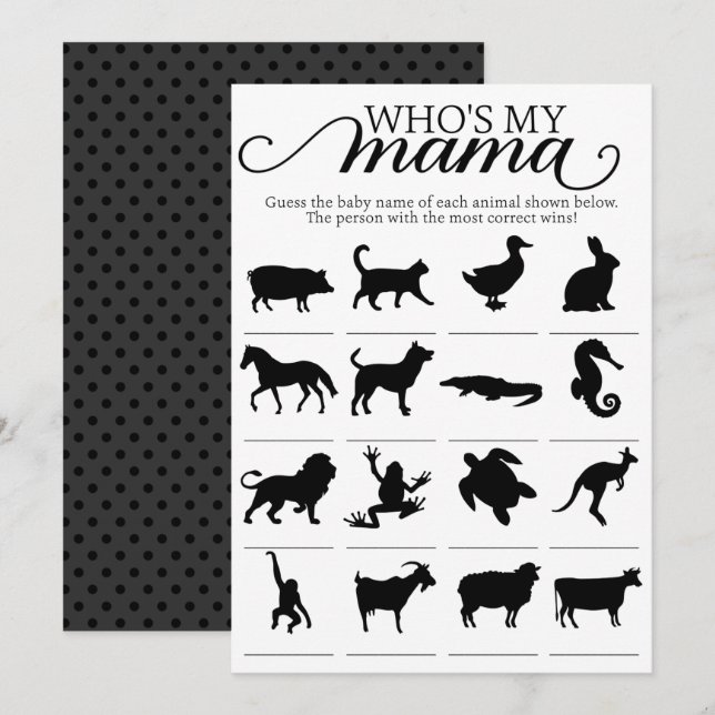 Invitation Whoo My Your Mama Baby shower Activité de jeu (Devant / Derrière)