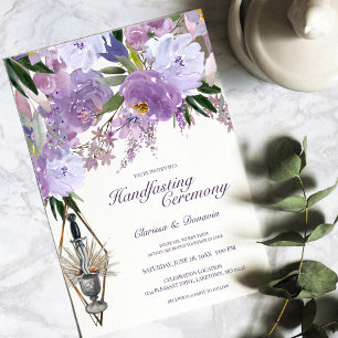 Invitation Wiccan Handfasting Chalice & Athame Purple Floral