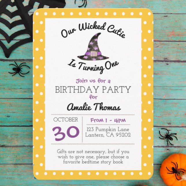 Invitation Wicked Cutie Orange Dot Enfant Anniversaire Petit (Créateur téléchargé)