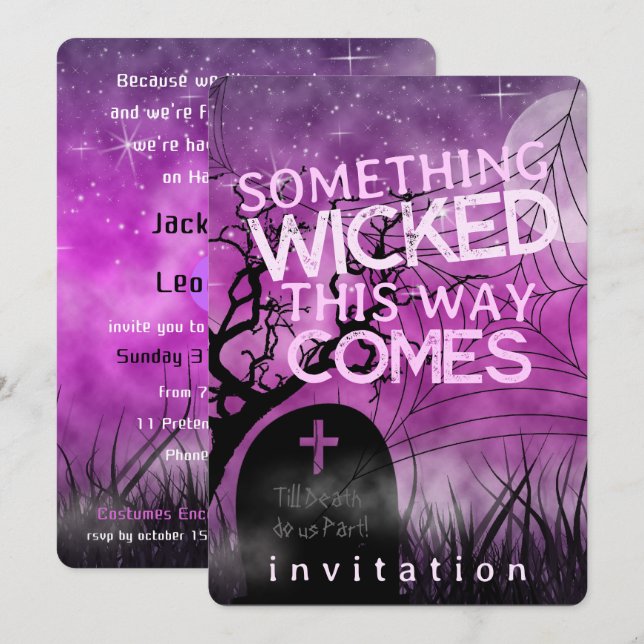 Invitation Wicked Fun Gothique Halloween Dark Arts thème (Devant / Derrière)