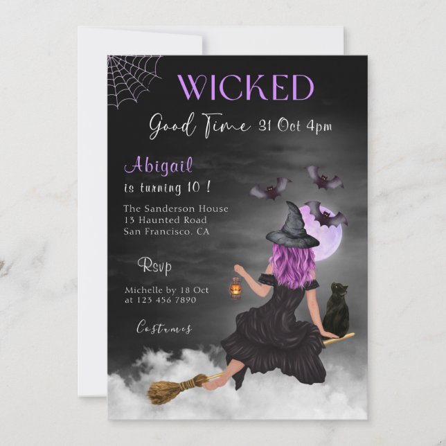 Invitation Wicked Good Halloween Witch Anniversaire Invitatio (Devant)