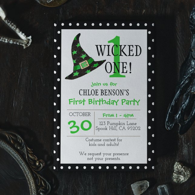 Invitation Wicked One Green Halloween Premier anniversaire (Créateur téléchargé)