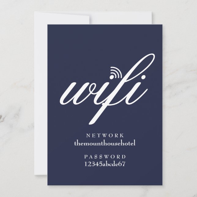 Invitation Wifi Network and Password Sign Card (Devant)