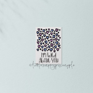 Invitation Wild About You Purple Hearts Valentine's Card