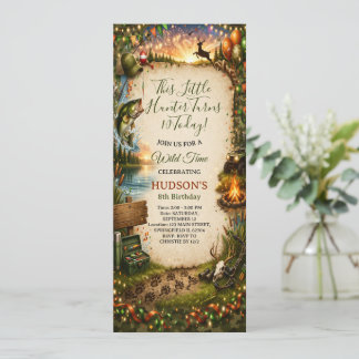 Invitation Wild Adventure Hunter & Fisherman Boy's Birthday 
