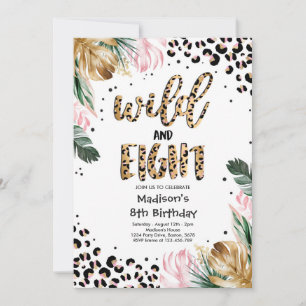 Invitation Wild And Eight Empreinte de léopard 8e fête d'anni