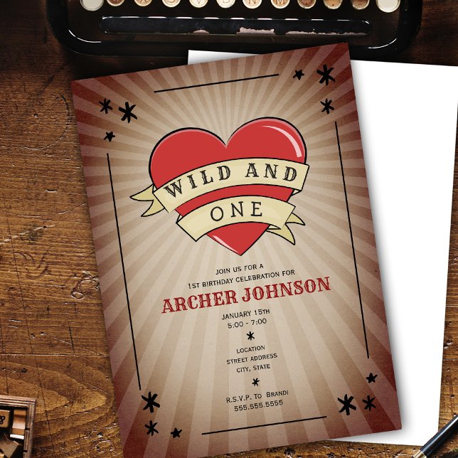 Invitation Wild and One Tattoo Heart Invitatiatiatiatiatiatia (Créateur téléchargé)