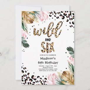 Invitation Wild And Six Empreintes de léopard 6e fête d'anniv