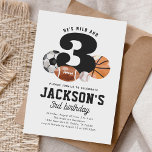 Invitation Wild and Three Sports 3e anniversaire<br><div class="desc">Invitations amis et famille à la fête d'anniversaire de votre enfant avec cette invitation sportive à thème.</div>