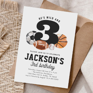 Invitation Wild and Three Sports 3e anniversaire