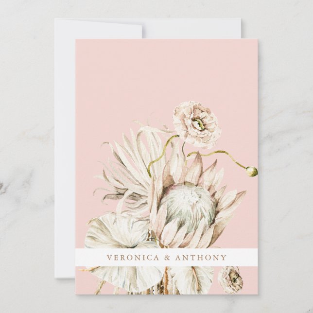Invitation Wild Boho Protea Pampas Grass Blush Mariage Photo (Devant)