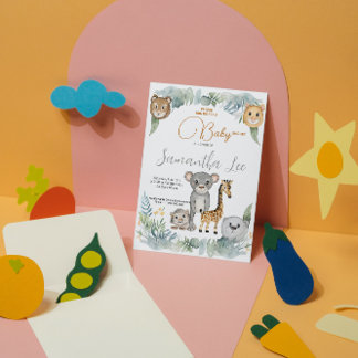 Invitation Wild drôle Safari Animaux Baby showers garçons