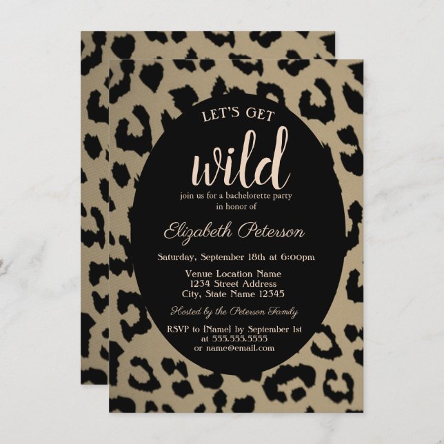 Invitation Wild, Empreinte de léopard animal Bachelorette (Devant / Derrière)