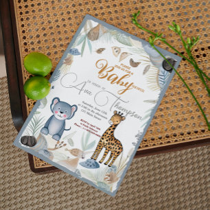 Invitation Wild Funny Safari Animaux Baby shower Garçon