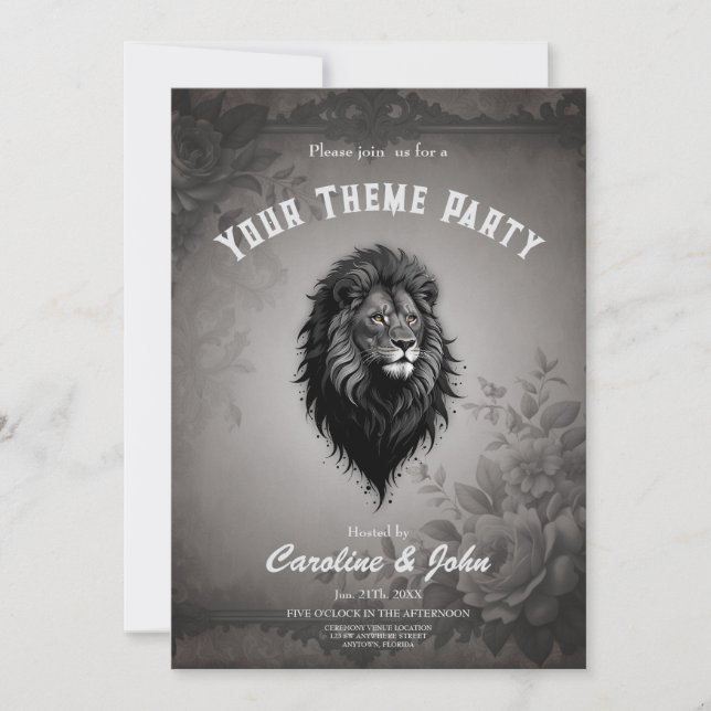 Invitation Wild Grace : portrait saisissant d'un lion (Devant)