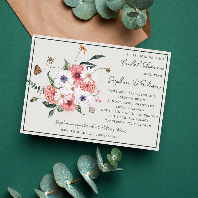 Invitation Wild Love Fleur sauvage Boho Floral Fête des marié (Créateur téléchargé)