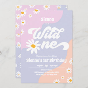 Invitation Wild One 1er anniversaire fête Boho Floral Daisy