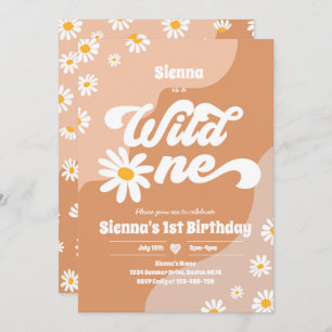 Invitation Wild One 1er anniversaire fête Boho Floral Daisy