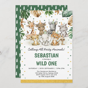 Invitation Wild One 1er anniversaire Jungle Safari Party Anim