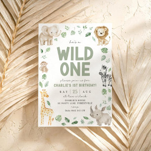 Invitation Wild One 1er anniversaire Safari Animal Jungle