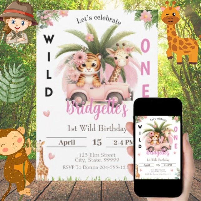 Invitation Wild One 1st Birthday Girl (Créateur téléchargé)