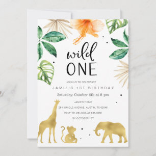 Invitation Wild One 1st Birthday Invitation, Safari Jungle