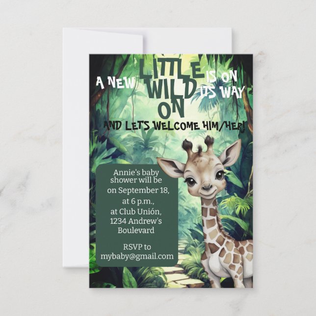Invitation Wild One Adventure : Baby shower à thème Safari (Devant)