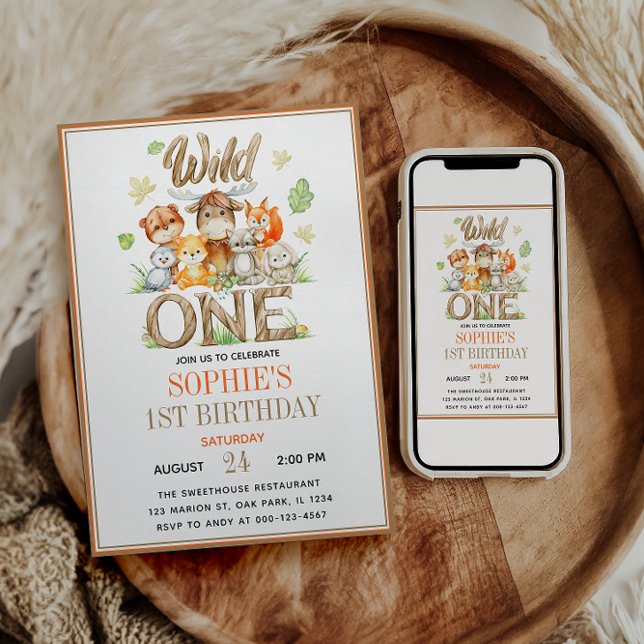 Invitation Wild One Animal 1st Birthday Party | Safari Jungle (Wild One Animal 1st Birthday Party | Safari Jungle Invitation)