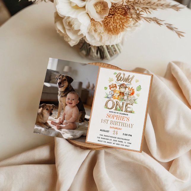 Invitation Wild One Animal 1st Birthday Party | Safari Jungle (Wild One Animal 1st Birthday Party | Safari Jungle Invitation)