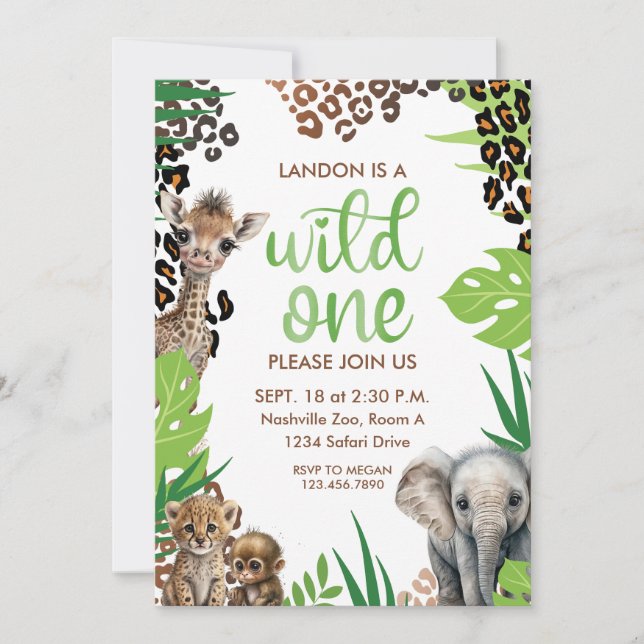 Invitation Wild One Animal Safari premier anniversaire (Devant)