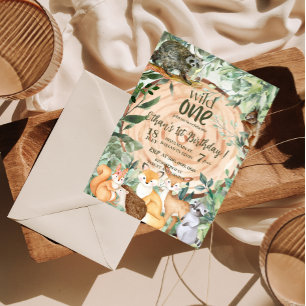 Invitation Wild One Animaux Woodland 1er anniversaire Invitat