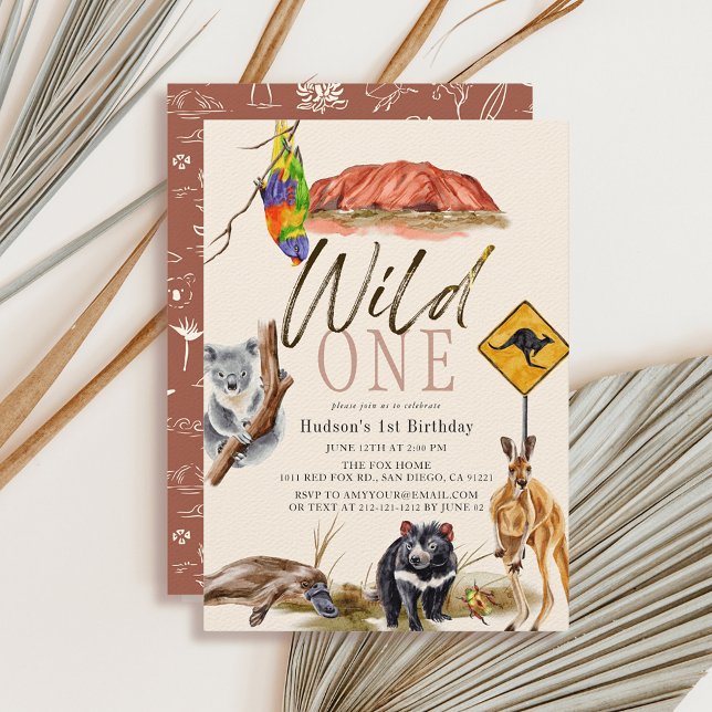 Invitation Wild One Australian Animaux 1er anniversaire (Créateur téléchargé)