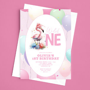 Invitation Wild One Baby Flamant rose 1er anniversaire