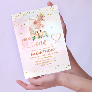 Invitation Wild One Baby Girl 1er anniversaire