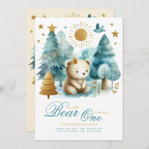 Invitation Wild One Bear 1er anniversaire (ou EDIT AGE) Or Tu