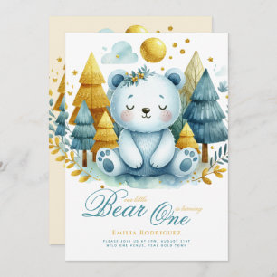 Invitation Wild One Bear 1er anniversaire (ou EDIT AGE) Or Tu