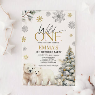 Invitation Wild One Bear Birthday Invitation, 2e anniversaire