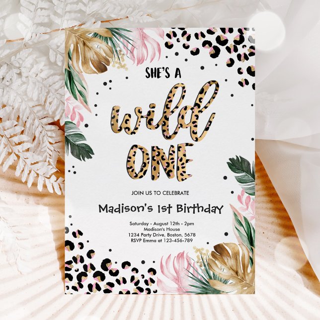 Invitation Wild One Birthday Empreinte de léopard Wild Jungle (Créateur téléchargé)
