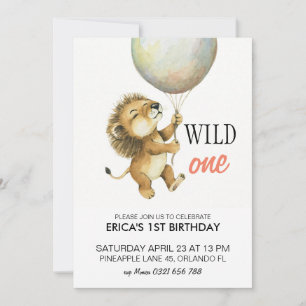 Invitation Wild One Birthday Invitation, Lion 1er Birthday