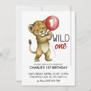 Invitation Wild One Birthday Invitation, Lion 1er Birthday