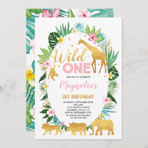 Invitation Wild One Birthday Jungle Animals Party