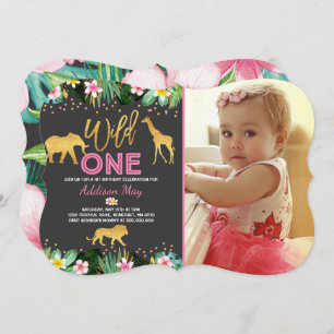 Invitation Wild One Birthday Jungle Animals Party